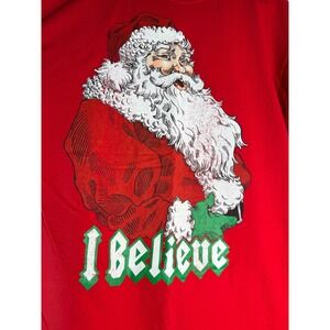 DEC. 25th I Believe Santa Claus T Shirt Red Holiday Christmas Graphic Tee‎ L
